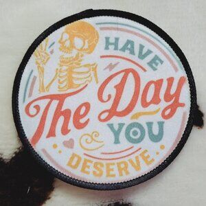 Skull Day You Deserve DYI Fabric Hat Patch Glue Iron On Sew Custom Hat Patch